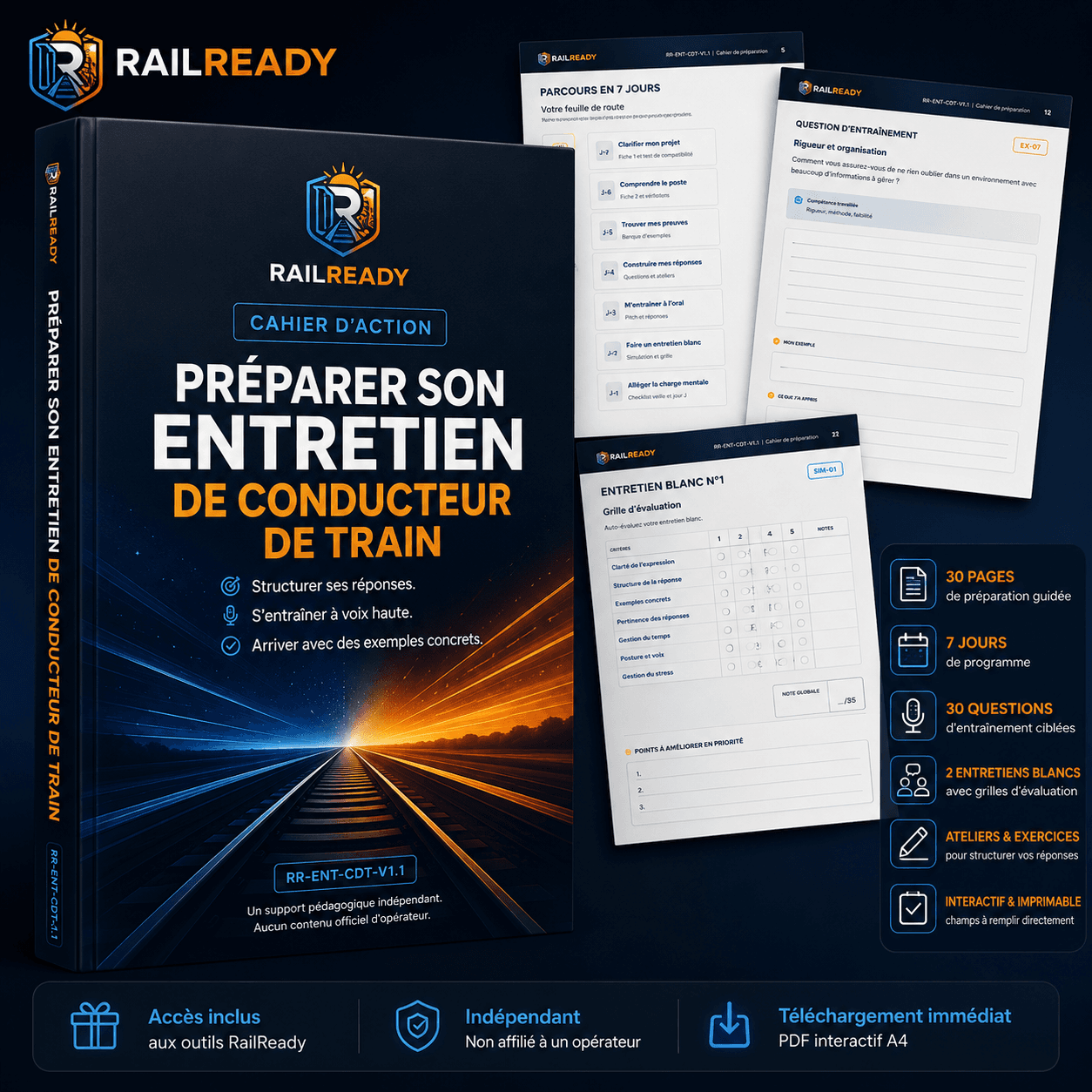 Couverture — Préparer son entretien de conducteur de train — Cahier d'action